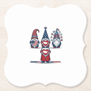 Patriotic Gnome Trio Vintage Vector Design_1 Paper Coaster