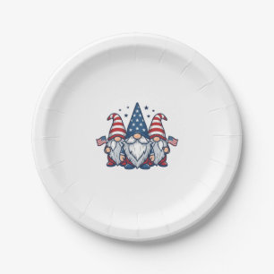 Patriotic Gnome Trio Vintage Vector Design_1 Paper Plate
