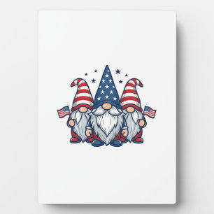 Patriotic Gnome Trio Vintage Vector Design_1 Plaque