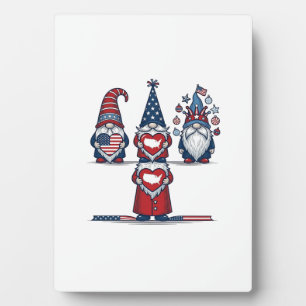 Patriotic Gnome Trio Vintage Vector Design_1 Plaque