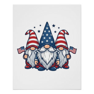 Patriotic Gnome Trio Vintage Vector Design_1 Poster