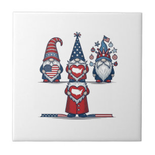 Patriotic Gnome Trio Vintage Vector Design_1 Tile