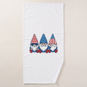 Patriotic Gnome Trio Vintage Vector Shirt Design_1 Bath Towel
