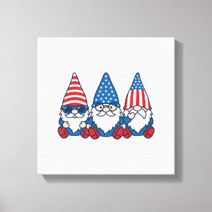 Patriotic Gnome Trio Vintage Vector Shirt Design_1 Canvas Print