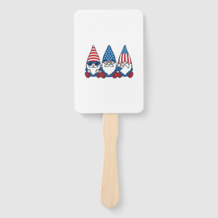 Patriotic Gnome Trio Vintage Vector Shirt Design_1 Hand Fan