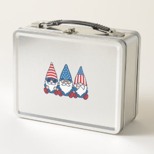 Patriotic Gnome Trio Vintage Vector Shirt Design_1 Metal Lunch Box