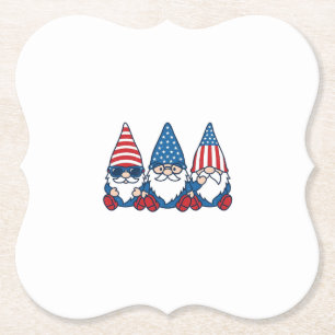 Patriotic Gnome Trio Vintage Vector Shirt Design_1 Paper Coaster