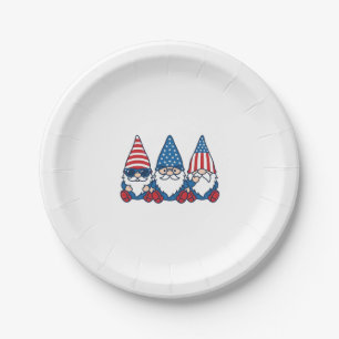 Patriotic Gnome Trio Vintage Vector Shirt Design_1 Paper Plate