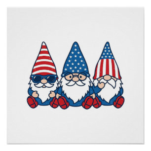 Patriotic Gnome Trio Vintage Vector Shirt Design_1 Poster