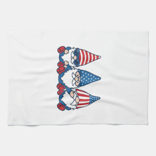 Patriotic Gnome Trio Vintage Vector Shirt Design_1 Tea Towel