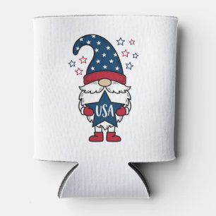 Patriotic Gnome USA Star Vector Shirt Design_1 Can Cooler
