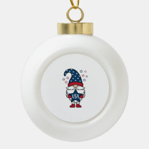 Patriotic Gnome USA Star Vector Shirt Design_1 Ceramic Ball Christmas Ornament