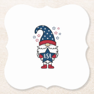 Patriotic Gnome USA Star Vector Shirt Design_1 Paper Coaster