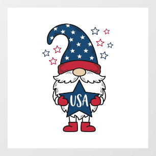 Patriotic Gnome USA Star Vector Shirt Design_1 Window Cling