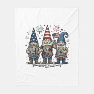 Patriotic Gnome USA Vintage Fourth of July Shirt_1 Fleece Blanket