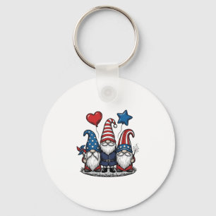 Patriotic Gnome Vintage Engraving Vector Design_1 Key Ring
