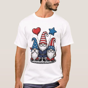 Patriotic Gnome Vintage Engraving Vector Design_1 T-Shirt