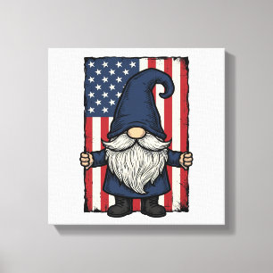 Patriotic Gnome Vintage Flag Shirt Design_1 Canvas Print