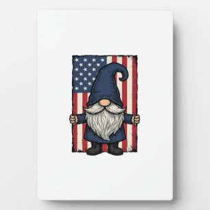 Patriotic Gnome Vintage Flag Shirt Design_1 Plaque