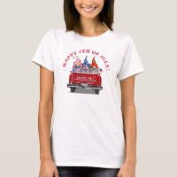 Patriotic Gnome Vintage Red Truck 4th of July