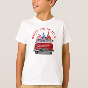 Patriotic Gnome Vintage Red Truck 4th of July T-Shirt