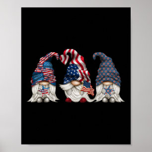 Patriotic Gnomes 4th Of July Funny Gnome Love Amer Poster