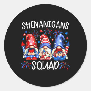 Patriotic Gnomes 4th Of July Funny Shenanigans Squ Classic Round Sticker