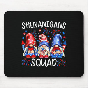Patriotic Gnomes 4th Of July Funny Shenanigans Squ Mouse Mat