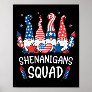 Patriotic Gnomes 4th Of July Shirt Funny Shenaniga Poster