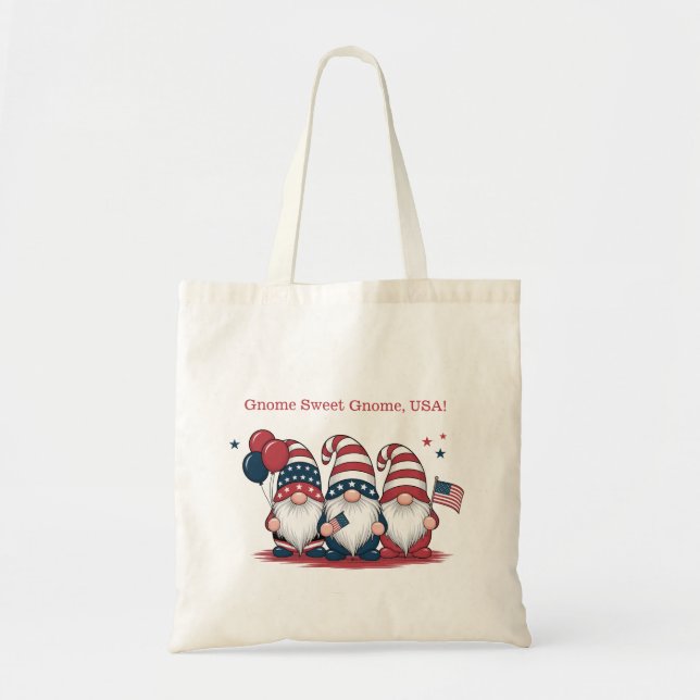 Patriotic Gnomes Fourth of July Tote Bag (Front)