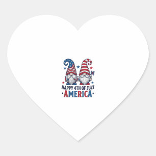 Patriotic Gnomes Happy 4th of July America Shirt_1 Heart Sticker