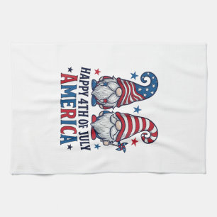 Patriotic Gnomes Happy 4th of July America Shirt_1 Tea Towel