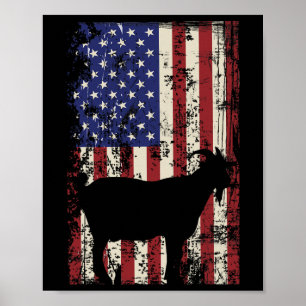 Patriotic Goat 4th Of July American Flag Poster