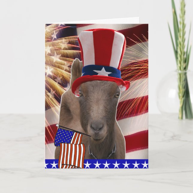 PATRIOTIC GOAT 4th OF JULY GIFTS Card (Front)