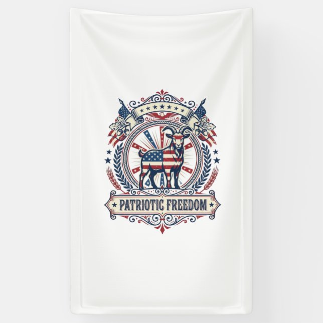 Patriotic Goat Farm Vector Graphic Tee_1 Banner (Vertical)