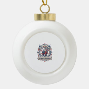Patriotic Goat Farm Vector Graphic Tee_1 Ceramic Ball Christmas Ornament