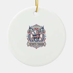 Patriotic Goat Farm Vector Graphic Tee_1 Ceramic Tree Decoration