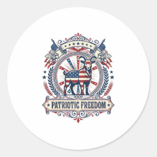Patriotic Goat Farm Vector Graphic Tee_1 Classic Round Sticker