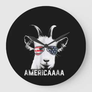 Patriotic Goat Funny Goat America Large Clock