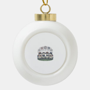 Patriotic Goats Fireworks Vintage Shirt Design_1 Ceramic Ball Christmas Ornament