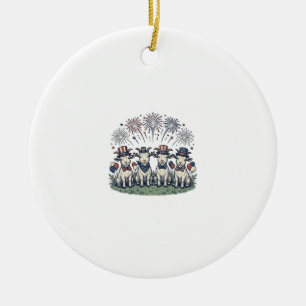 Patriotic Goats Fireworks Vintage Shirt Design_1 Ceramic Tree Decoration