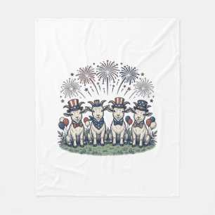 Patriotic Goats Fireworks Vintage Shirt Design_1 Fleece Blanket