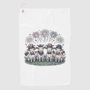 Patriotic Goats Fireworks Vintage Shirt Design_1 Golf Towel