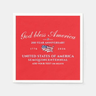 Patriotic God Bless America 250 Semiquincentennial Napkin
