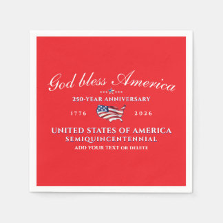 Patriotic God Bless America 250 Semiquincentennial Napkin