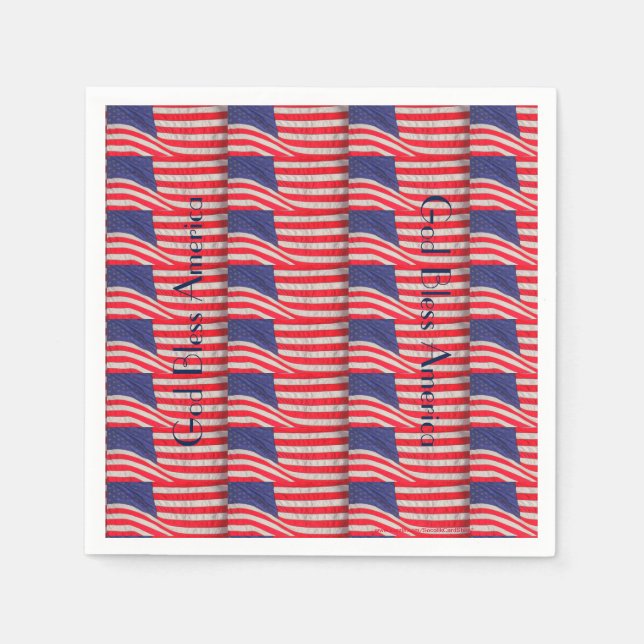 Patriotic, God Bless America, 4th of July Paper Napkin (Front)