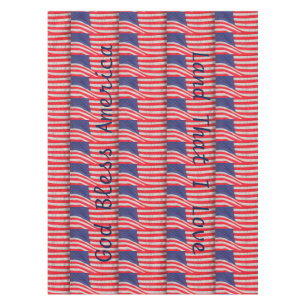Patriotic God Bless America American Flags Tablecloth