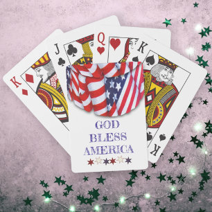 Patriotic God Bless America Bunting Playing Cards