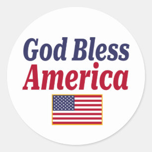 Patriotic God Bless America Flag Classic Round Sticker