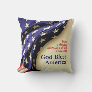 Patriotic GOD BLESS AMERICA Flag Cushion
